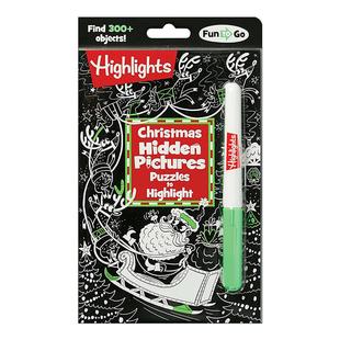 圣诞节 Christmas 英文原版 亮点隐藏图片 进口英语原版 Pictures 英文版 Hidden 书籍 Puzzles 含荧光笔 Highlight