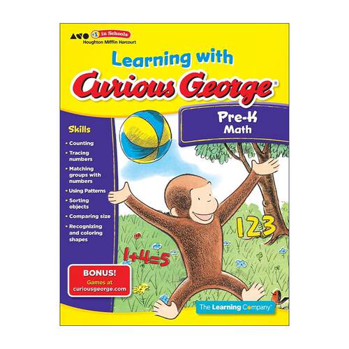 英文原版 Learning with Curious Pre-K Math 好奇猴乔治 入学前数学 早教 英文版 进口英语原版书籍