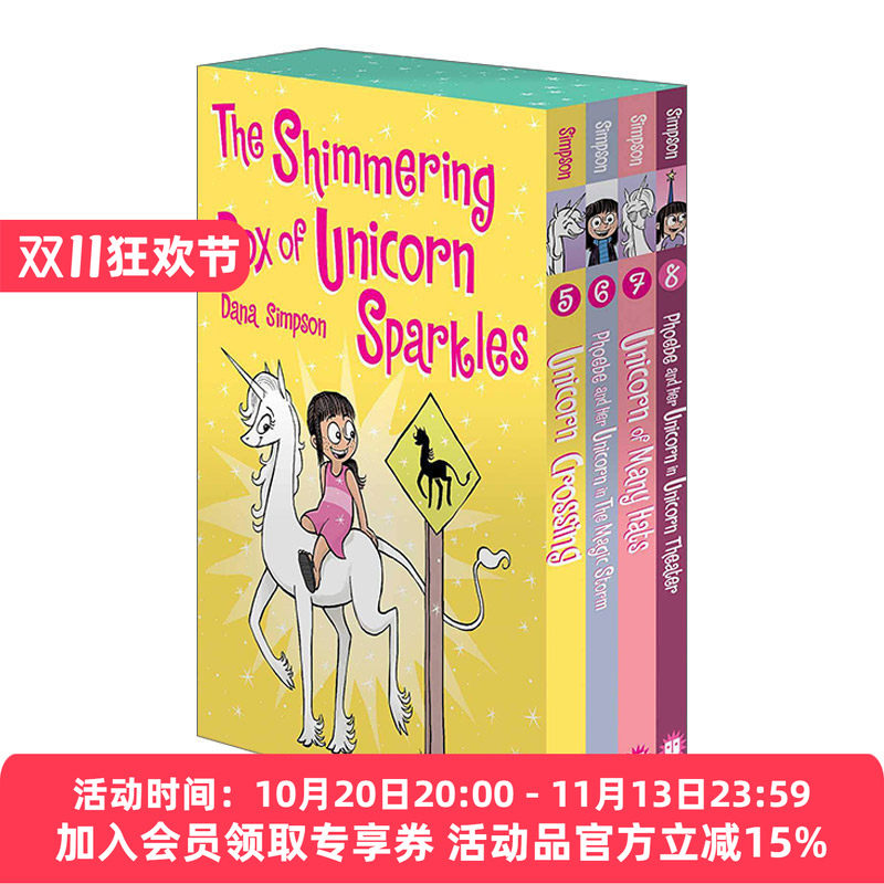 英文原版 The Shimmering Box of Unicorn Sparkles 菲比和她的独角兽系列漫画小说5-8 英文版 进口英语原版书籍