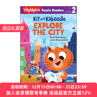英文原版 Kit and Kaboodle Explore the City Highlights Puzzle Readers Level 2 猫咪与小鼠系列 探索城市 故事与益智谜题