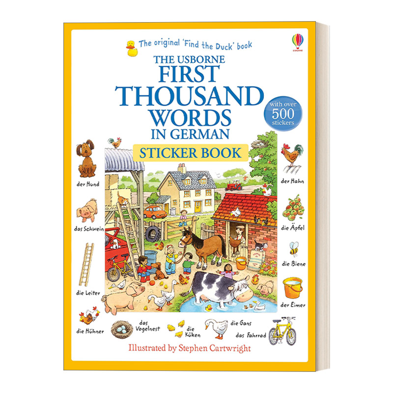 基础德语1000词贴纸 英文原版 The Usborne First Thousand Words in German Sticker Book 儿童课外读物7-10岁英文版 进口英语书