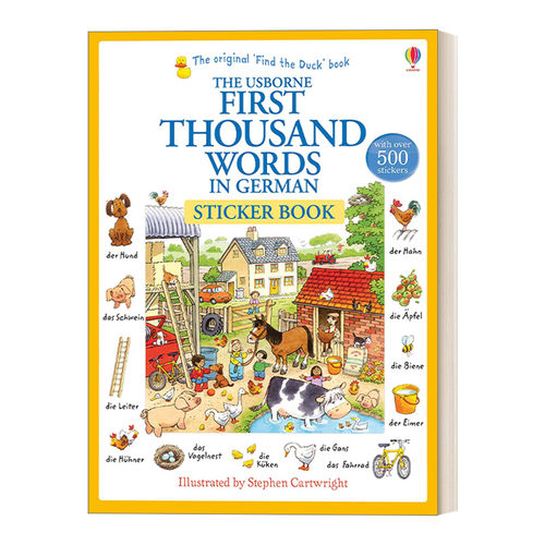 基础德语1000词贴纸 英文原版 The Usborne First Thousand Words in German Sticker Book 儿童课外读物7-10岁英文版 进口英语书