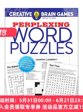 英文原版 Creative Brain Games Perplexing Word Puzzles 创意脑力游戏 令人困惑的字谜 填字 谜题 Rick Brightfield 英文版