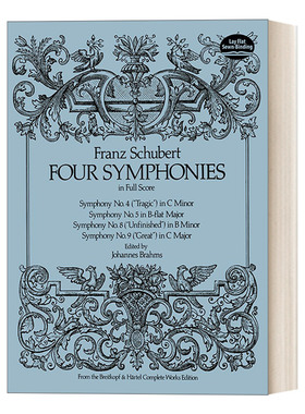 英文原版 Four Symphonies in Full Score  舒伯特受欢迎4部交响乐曲全谱 英文版 进口英语原版书籍