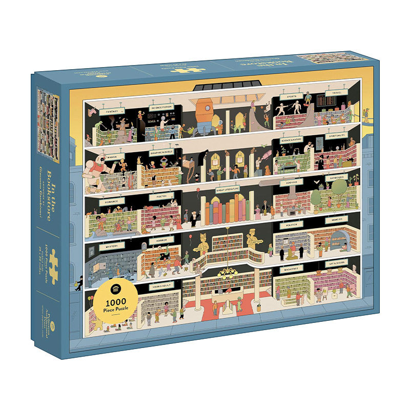 英文原版 In the Bookstore 在书店 一千片拼图 艺术启蒙游戏互动 英文版 进口英语原版书籍