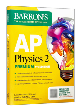 英文原版 AP Physics 2 Premium 2025 巴朗AP物理2 备考指南 高级版 4套题+综合复习+在线练习 英文版 进口英语原版书籍