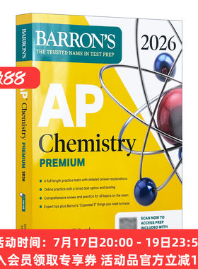 英文原版 AP Chemistry Premium 2026 巴朗AP化学 高级版 6套题+综合复习+在线练习 英文版 进口英语原版书籍