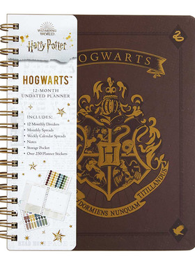 哈利波特手账本 英文原版 Harry Potter Hogwarts 12-Month Undated Planner 英文版 进口英语原版书籍