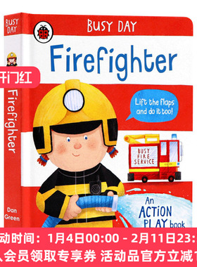 英文原版 Busy Day Firefighter 忙碌的一天 消防员 小瓢虫职业机关书 英文版 进口英语原版书籍