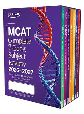 英文原版 MCAT Complete 7-Book Subject Review 2026-2027 卡普兰美国医学研究生入学考试7本套装 含3套练习题 在线资源 进口
