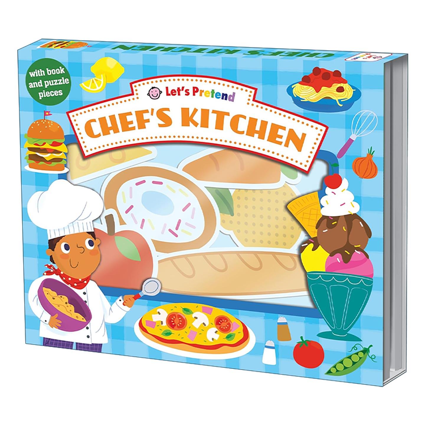 英文原版 Let's Pretend Chef's Kitchen 小小角色扮演者 厨师 儿童科普百科翻翻操作纸板书 益智游戏套装 英文版进口英语原版书籍