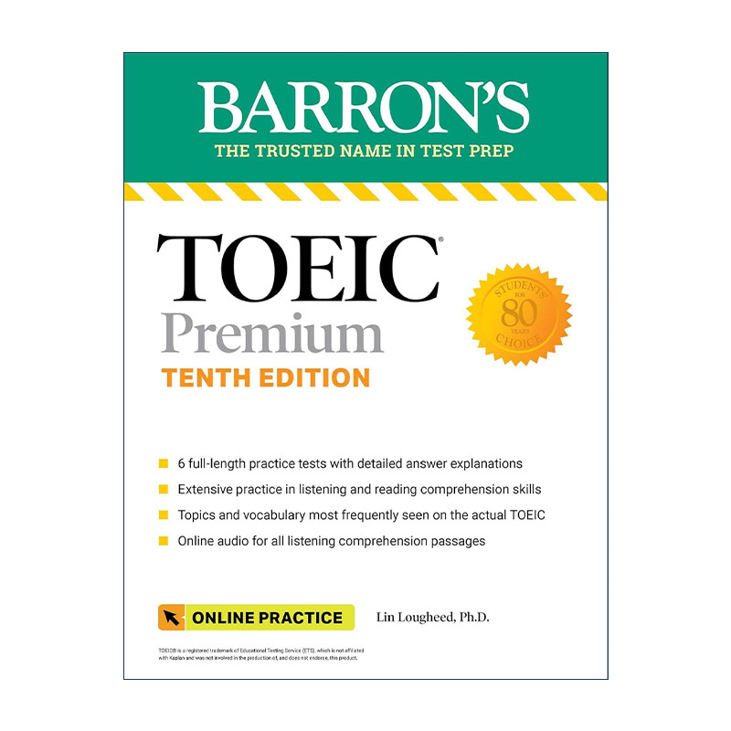 英文原版 TOEIC Premium 6 Practice Tests + Online Audio Tenth Edition 巴朗托业备考 含6套试题+在线音频 第10版 进口英语书籍