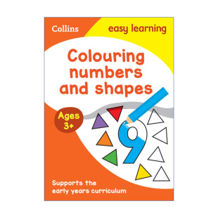 Learning 5岁 Shapes柯林斯易学儿童给数字和图形涂颜色3 Collins Easy Colouring Books Activity and 英文原版 Ages Numbers