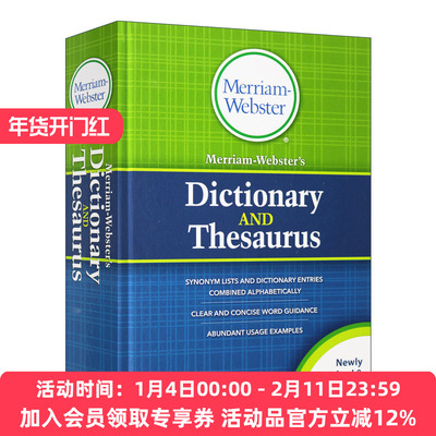 英文原版 Merriam-Webster's Dictionary and Thesaurus  New Edition 韦氏同义词字典新版 精装 英文版 进口英语原版书籍