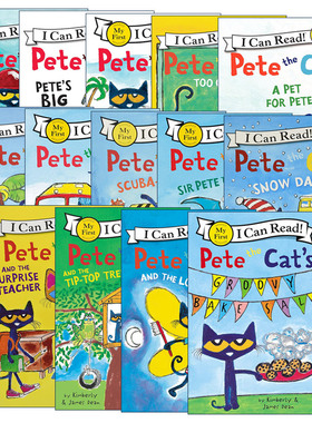 皮特猫英语绘本全套14册 英文原版绘本 Pete the Cat I Can Read 分级阅读读物初阶绘本 儿童启蒙图画故事全英语版进口书籍第一辑