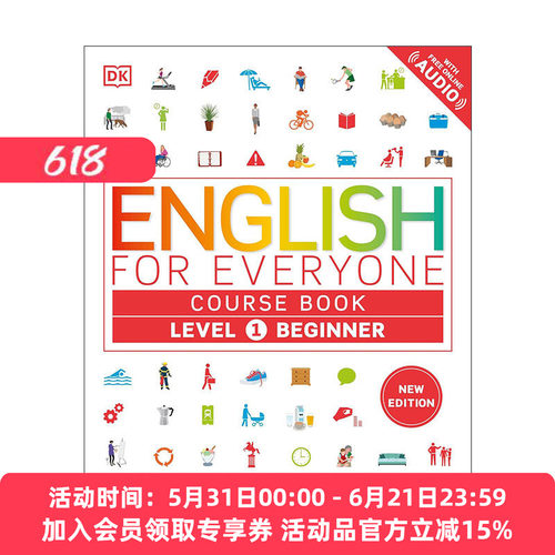 DK人人学英语1新版 英文原版 English for Everyone Course Book Level 1 Beginner 入门级自学教材 附线上音频 进口英语原版书籍