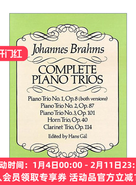英文原版 Complete Piano Trios 约翰内斯·勃拉姆斯钢琴三重奏全谱 Johannes Brahms 英文版 进口英语原版书籍