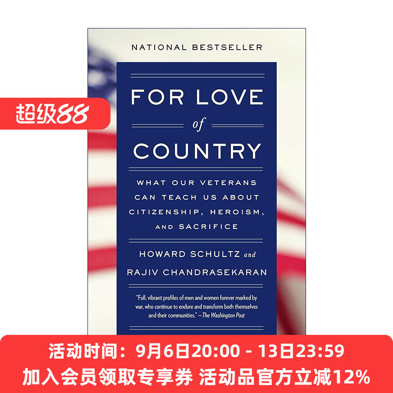 英文原版 For Love of Country 拳拳爱国心 我们如何向退伍军人学习公民责任 英雄主义和牺牲精神 星巴克之父舒尔茨Howard Schultz