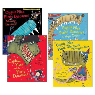 福林船长与海盗恐龙4册 英文原版 Captain Flinn and the Pirate Dinosaurs 消失的宝藏 魔法弯刀 盗贼之海 英文版 进口原版书籍