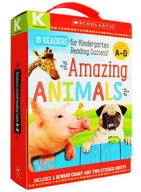 学乐小小读者启蒙早教读本16册盒装 英文原版 Amazing Animals Kindergarten A-D Reader 神奇的动物 幼儿园级 学前阅读训练绘本