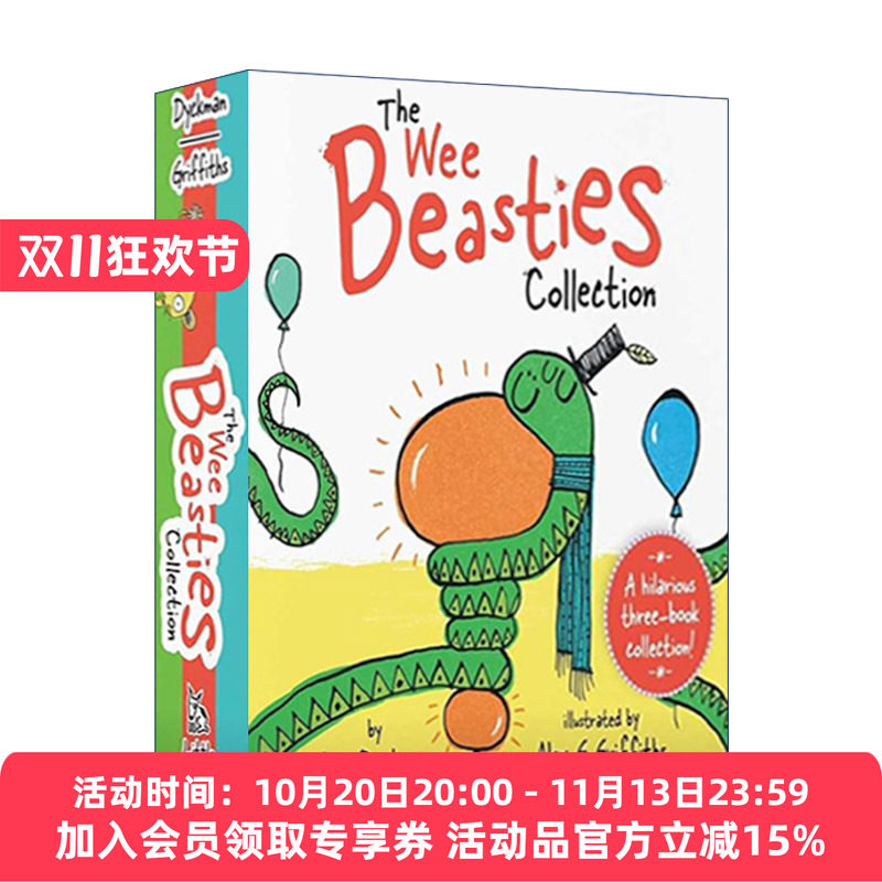 英文原版 The Wee Beasties Collection 小动物3册 纸板书盒装 含蟒蛇哈吉喜欢拥抱 狮子叫的太大声了 英文版 进口英语原版书籍