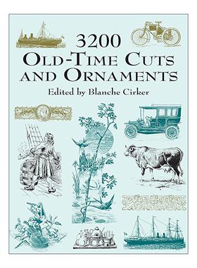 英文原版 3200 Old-Time Cuts and Ornaments 旧时代的切工和装饰品 版画集 装饰设计艺术素材图册 英文版 进口英语原版书籍