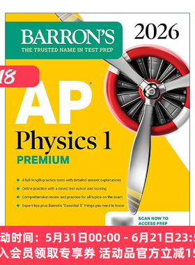 英文原版 AP Physics 1 Premium 2026 巴朗AP物理1 备考指南 高级版 4套题+综合复习+在线练习 英文版 进口英语原版书籍