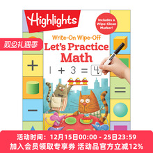英文原版 Write-On Wipe-Off Let's Practice Math 可写可擦 数学练习 亮点幼儿儿童启蒙认知绘本 Highlights 游戏活动书进口书籍