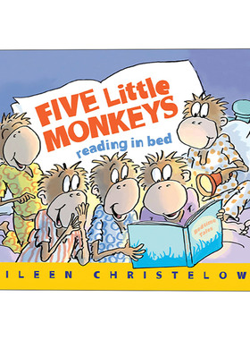 英文原版绘本 Five Little Monkeys Reading in Bed 五只小猴子在床上看书 廖彩杏书单 英文版 进口英语原版书籍
