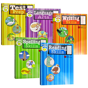 Spelling Reading Skills 家庭英文学习教辅教材Harcourt Learning哈考特 Flash Family Kids美国小学六年级英语练习册5册英文原版