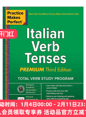 原版 Practice Makes Perfect Italian Verb Tenses 熟能生巧 意大利语动词时态 第3版 进口原版书籍