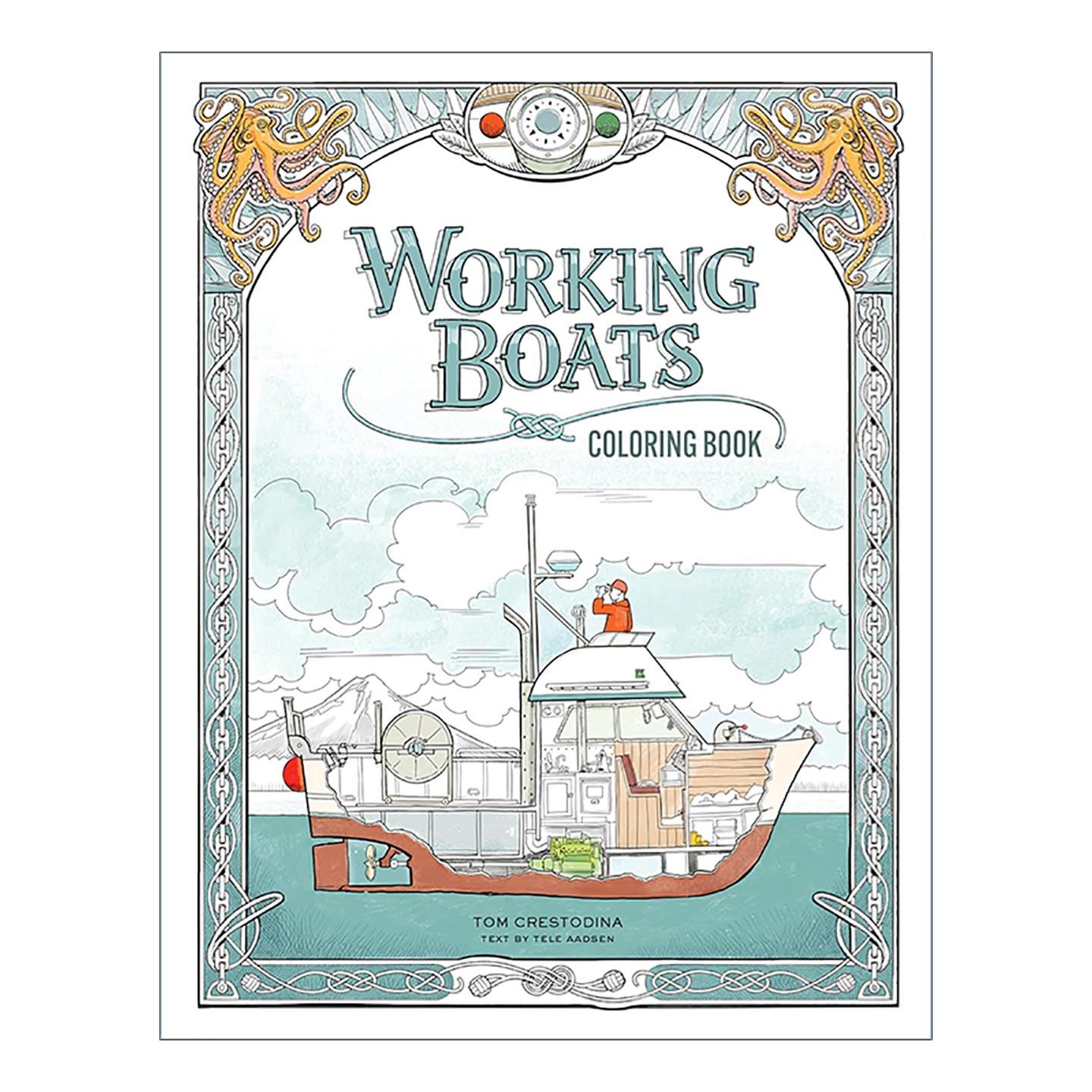 英文原版 Working Boats Coloring Book 船舶手册涂色填色书 机械装置操作图鉴 儿童科普百科 英文版 进口英语原版书籍