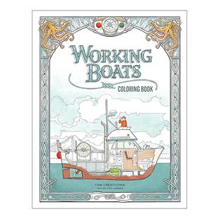 英文版 书籍 Coloring 机械装 置操作图鉴 船舶手册涂色填色书 Boats Book 进口英语原版 英文原版 儿童科普百科 Working