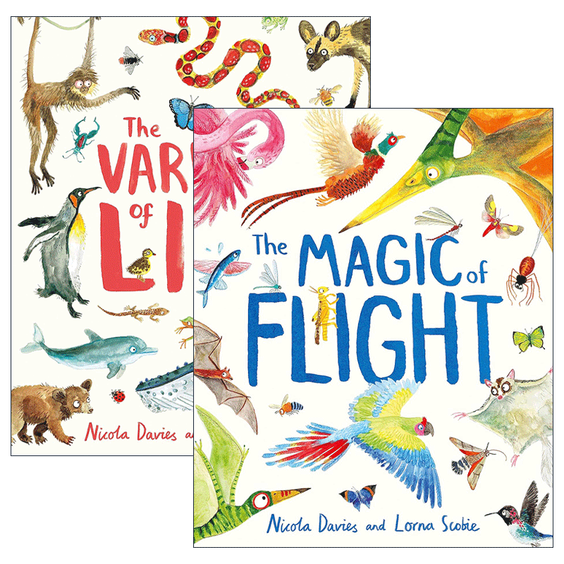 英文原版 Lorna Scobie 动物知识科普英文儿童绘本2册 The Magic of Flight 飞行的魔力 The Variety of Life 生存的多样性 进口书