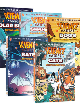 科学漫画系列5册 英文原版绘本 Science Comics Polar Bears 北极熊 猫 狗 英文版儿童图画故事书 小学生课外阅读动物科普认知读物