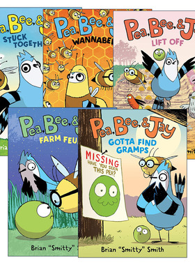 英文原版 Pea, Bee, & Jay 豌豆、蜜蜂和松鸦系列5册 全彩漫画绘本 Stuck Together/Wannabees/Lift Off/Farm Feud 英文版 进口书