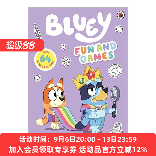 英文原版 Bluey Fun and Games Colouring Book 小蓝狗布鲁伊 趣味游戏涂色书 英文版 进口英语原版书籍