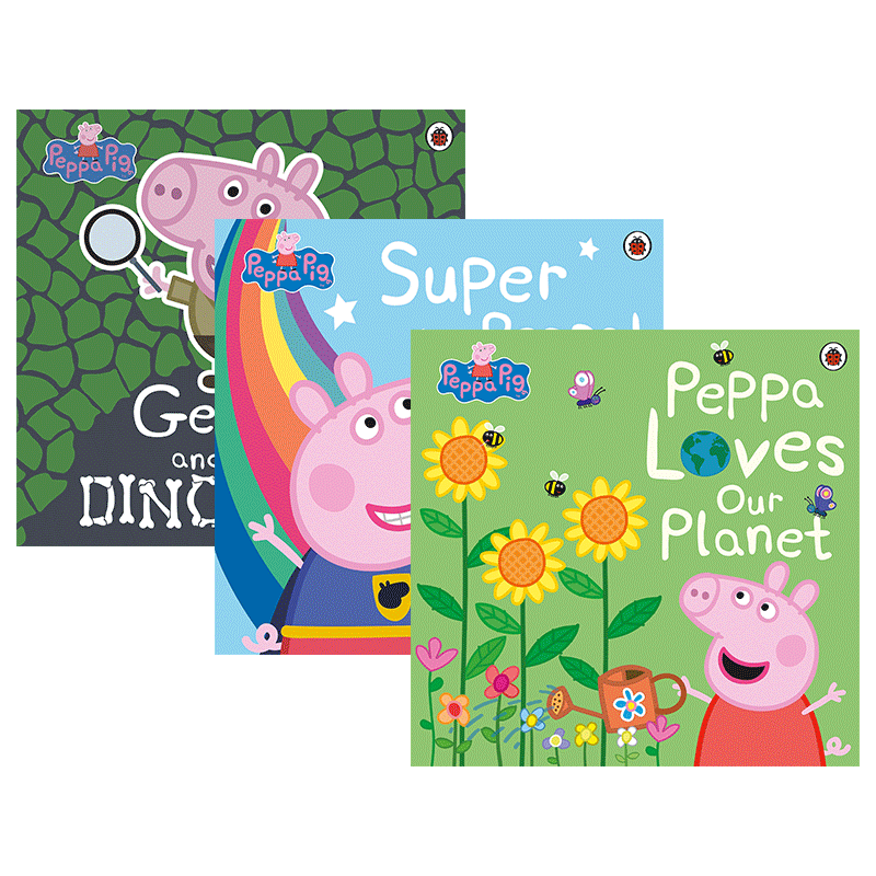 小猪佩奇平装大开本绘本3册 英文原版 Peppa Pig George and the Dinosaur 粉红猪小妹 乔治和恐龙 英文版进口儿童英语启蒙图画书