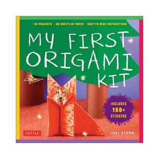 含彩纸 我 英文原版 趣味动物贴纸 进口英语原版 Origami 英文版 First 书籍 Kit 说明书指南 折纸工具包
