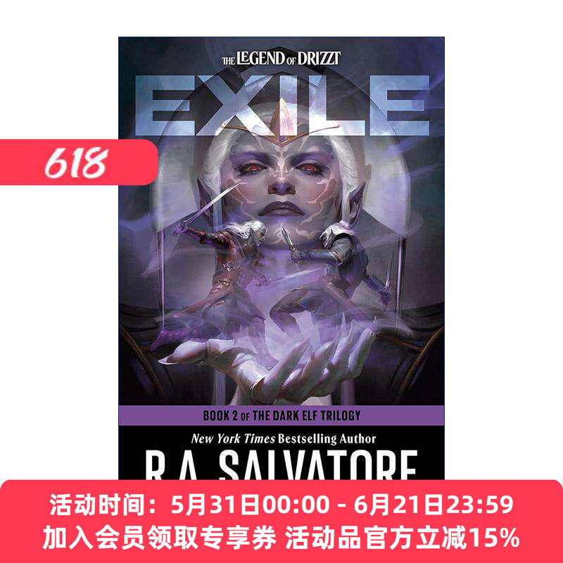 英文原版 流亡 龙与地下城 黑暗精灵三部曲之二 Exile Dungeons & Dragons R.A. Salvatore 英文版 进口英语原版书籍