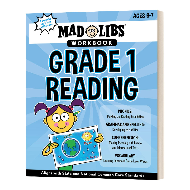 英文原版绘本 Mad Libs Workbook Grade 1 Reading 疯狂填词练习册 美国小学一年级 英文版 进口英语原版书籍