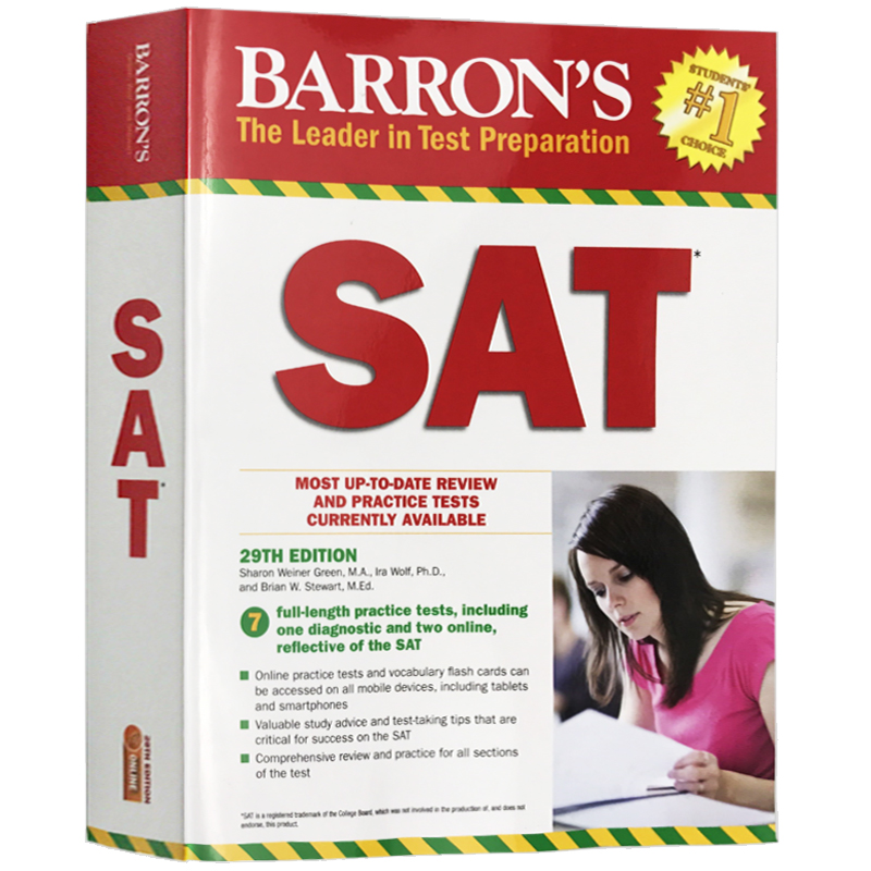 巴朗SAT指南第29版 英文原版书籍 Barron's SAT with Online Tests 英文版进口原版英语考试书 正版 书籍/杂志/报纸 进口教材/考试类/工具书类原版书 原图主图