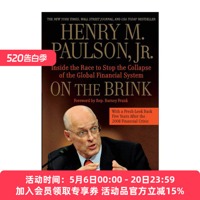 英文原版 On the Brink 峭壁边缘 拯救世界金融之路 美国前财长保尔森回忆录 英文版 进口英语原版书籍
