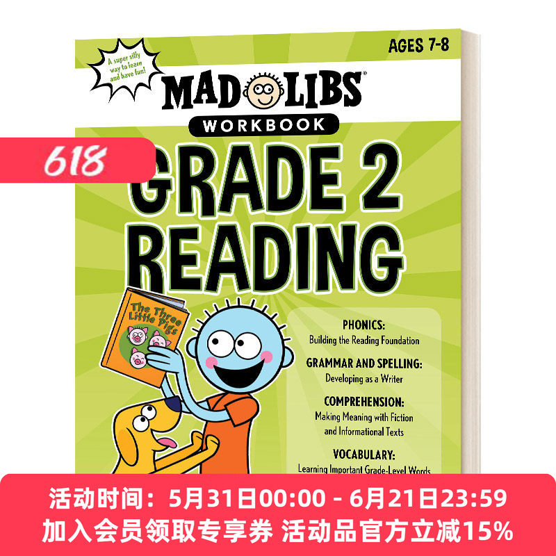 英文原版绘本 Mad Libs Workbook Grade 2 疯狂填词练习册 美国小学二年级 英文版 进口英语原版书籍
