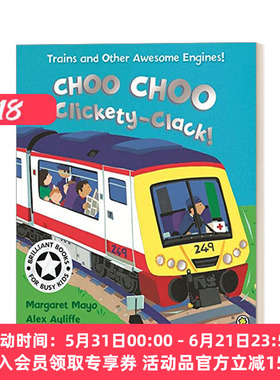 英文原版绘本 Awesome Engines Choo Choo Clickety-Clack 火车来了 交通工具科普绘本 英文版 进口英语原版书籍