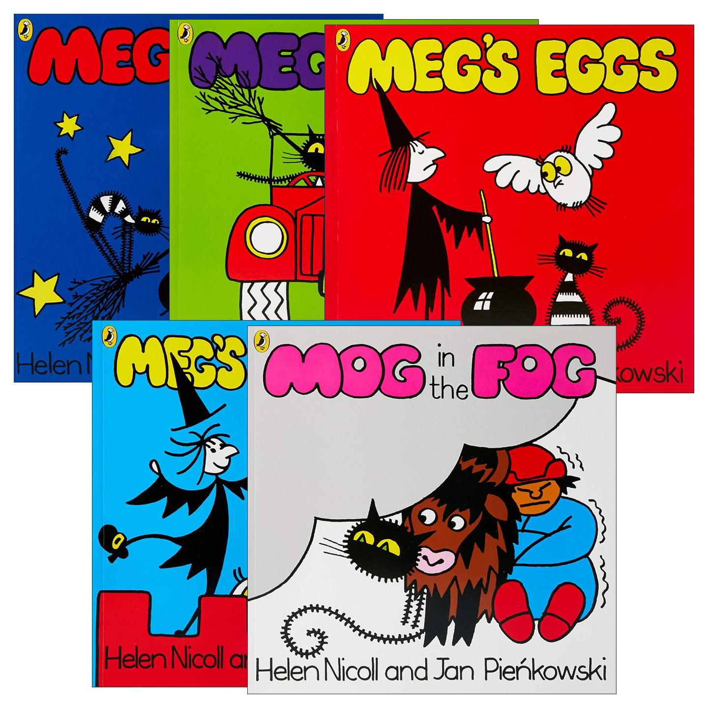 英文原版 Meg and Mog 女巫麦格和小猫莫格系列5册 小猫莫格撞大雾 女巫麦格的车/城堡 儿童绘本 英文版 进口英语原版书籍