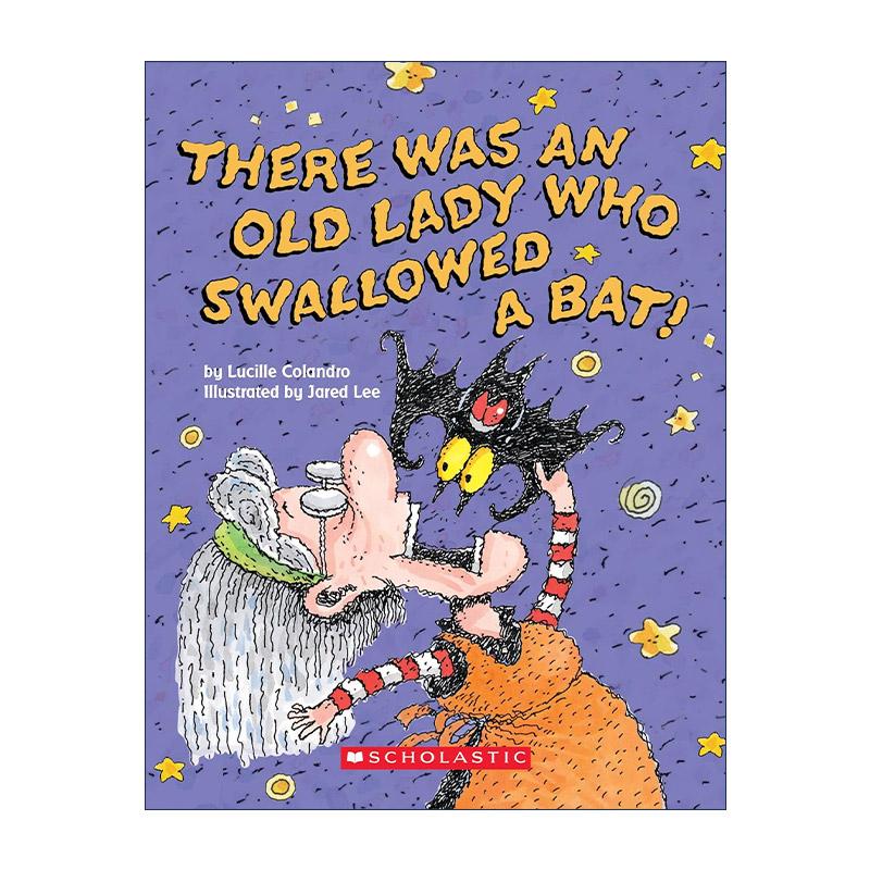 英文原版 There Was An Old Lady Who Swallowed a Bat 有一个老妇人吞下一只蝙蝠 纸板书 英文版 进口英语原版书籍