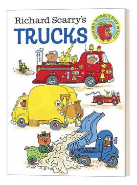 华研原版 英文原版 Richard Scarry's Trucks 理查德·斯凯瑞的卡车 交通工具绘本 纸板书 英文版 进口英语原版书籍