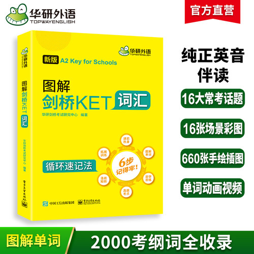 【官网】华研外语 2024改革版图解剑桥KET词汇小学英语剑桥通用五级考试教材书籍 ket核心词汇单词书练习册 KET真题官方青少版-封面