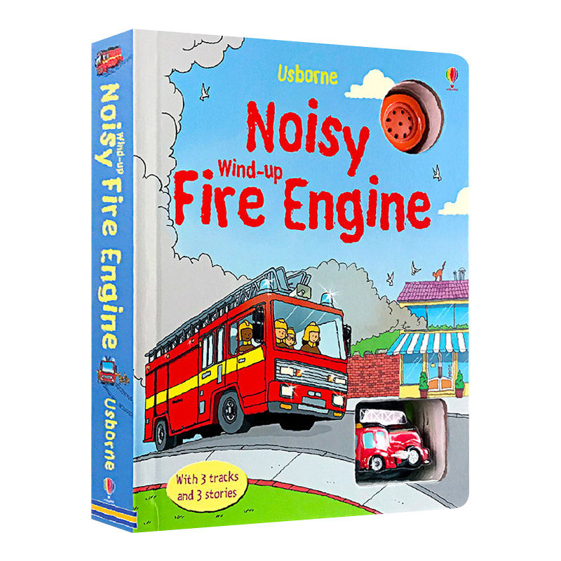 发条消防车 英文原版 Noisy Wind-up Fire Engine 儿童益智游戏 互动亲子玩具童书 英文版 进口英语原版书籍